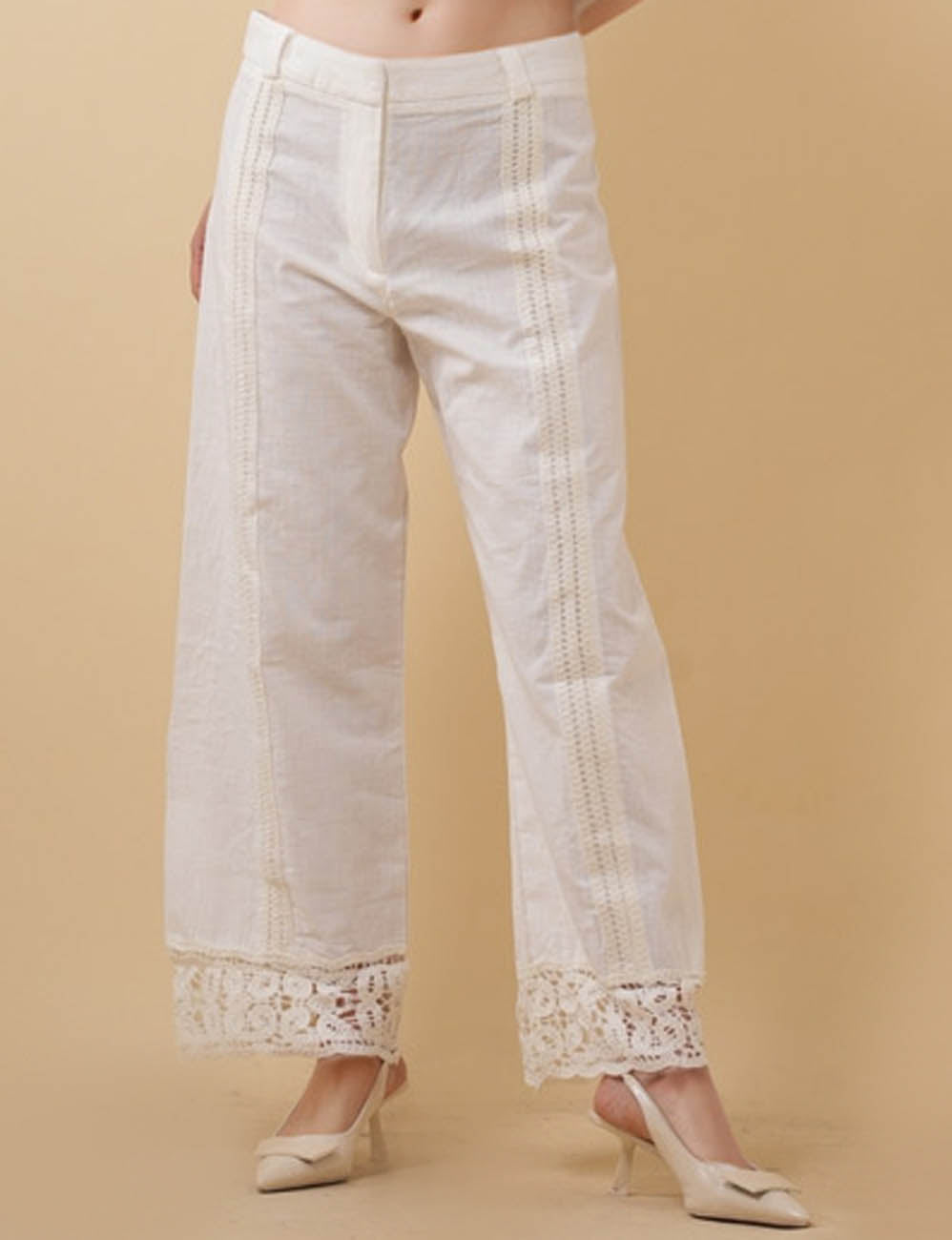 Ladies Lace Hollow Out Straight Leg Pants 8SKP50463