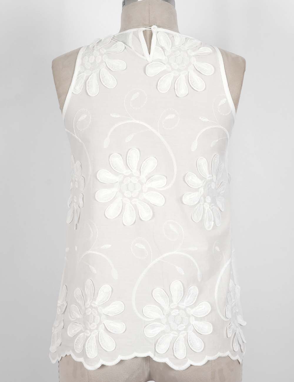 Embroidered Sleeveless Blouse - Elegant out tops - Sweetkama Wholesale - 007