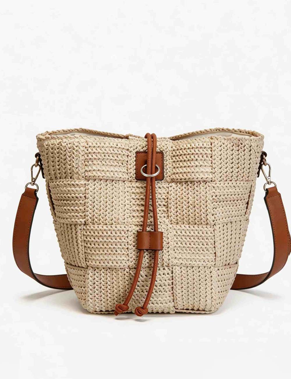 Boho Crochet Leather Tote - Sweetkama Wholesale - #8743