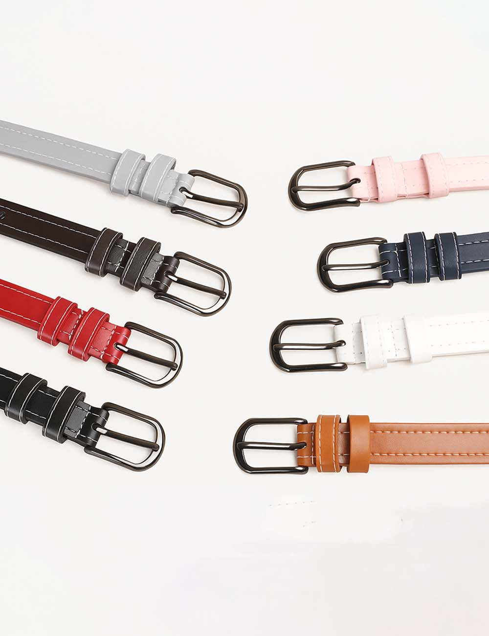 Ladies Metal Buckle Heart Cut-Out Faux Leather Waist Belt