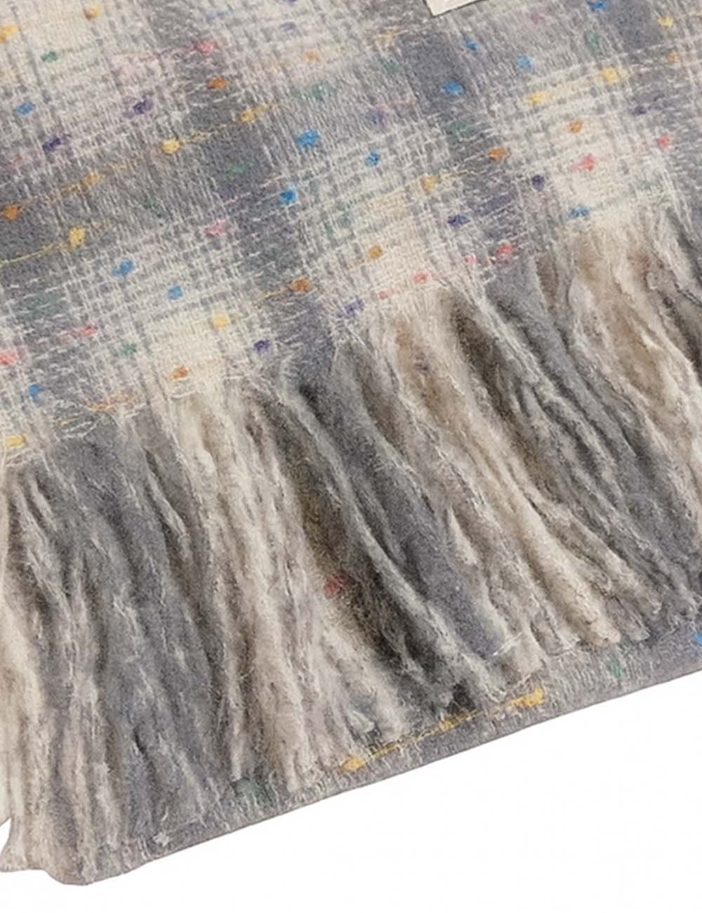 Ladies Colorful Dot Plaid Fringe Trim Knit Scarf