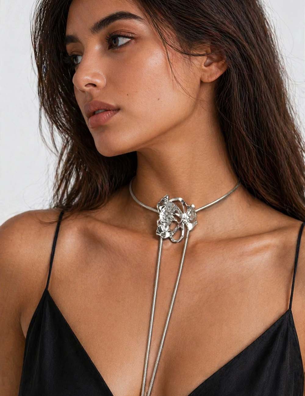 Ladies Rose Choker Bolo Chain Necklace