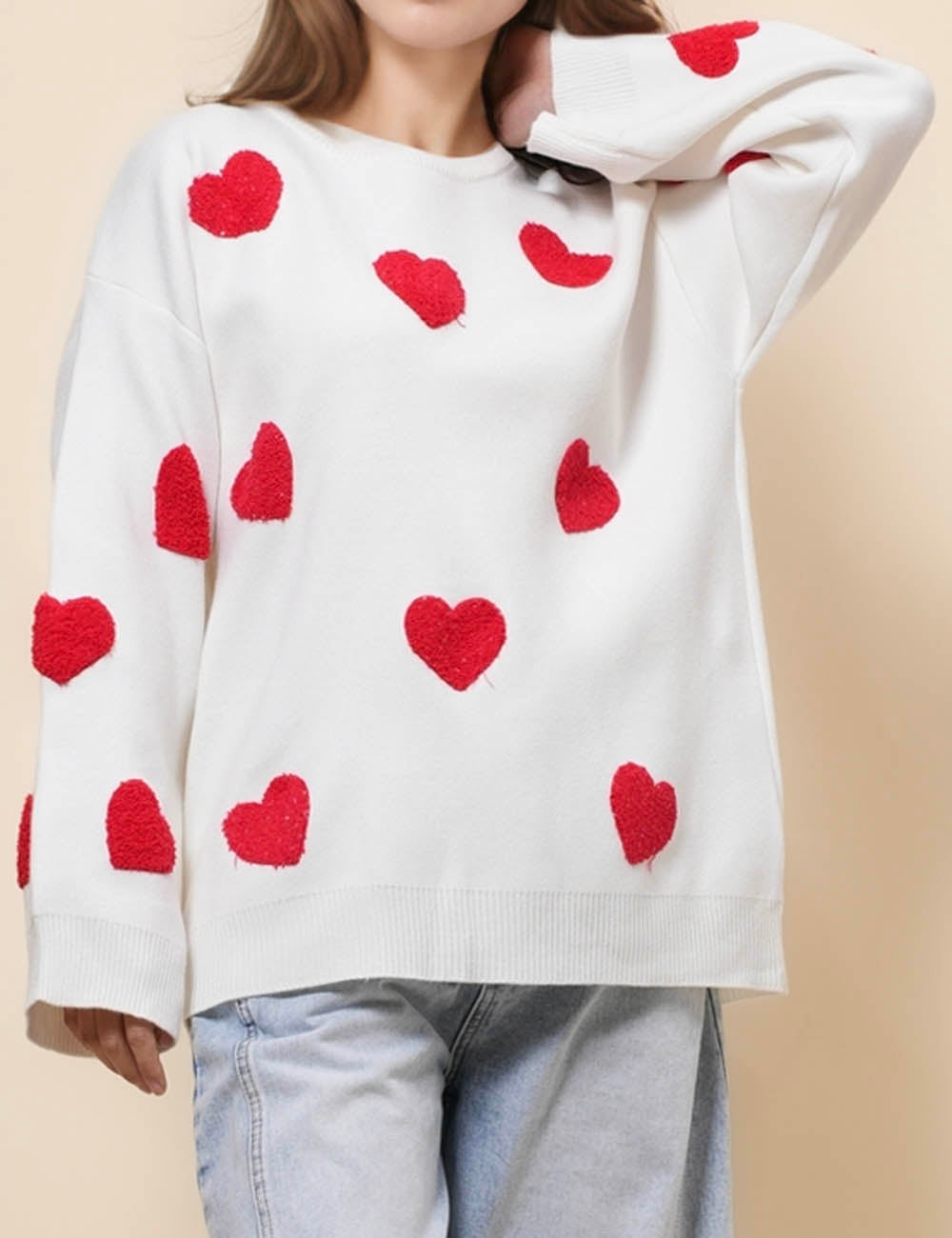 Ladies Valentine's Heart Pullover Sweater SKT41097