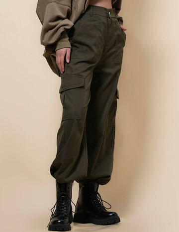 Ladies Botton Solid Color Cargo Pants SKP41101