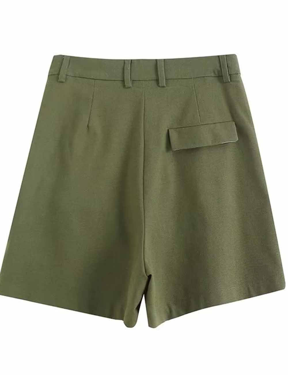 Ladies Solid Color Pockets Shorts K27788