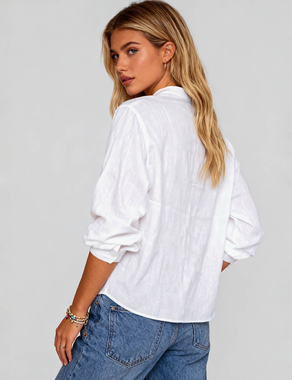 Ladies Boho Embroidery Top Tassel Tie Long Sleeves Blouse