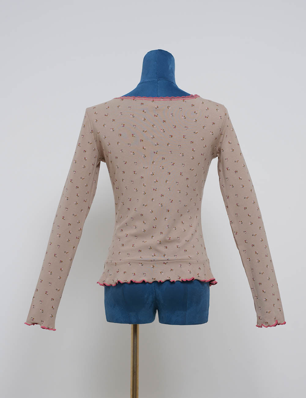 Ladies Chic Floral Print Scoop Neck Long Sleeves Top