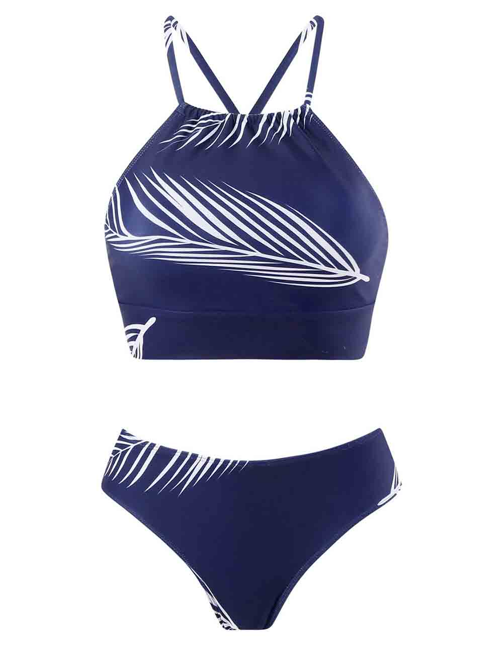 Ladies Floral Print 2PCS Bikini Set with Salong