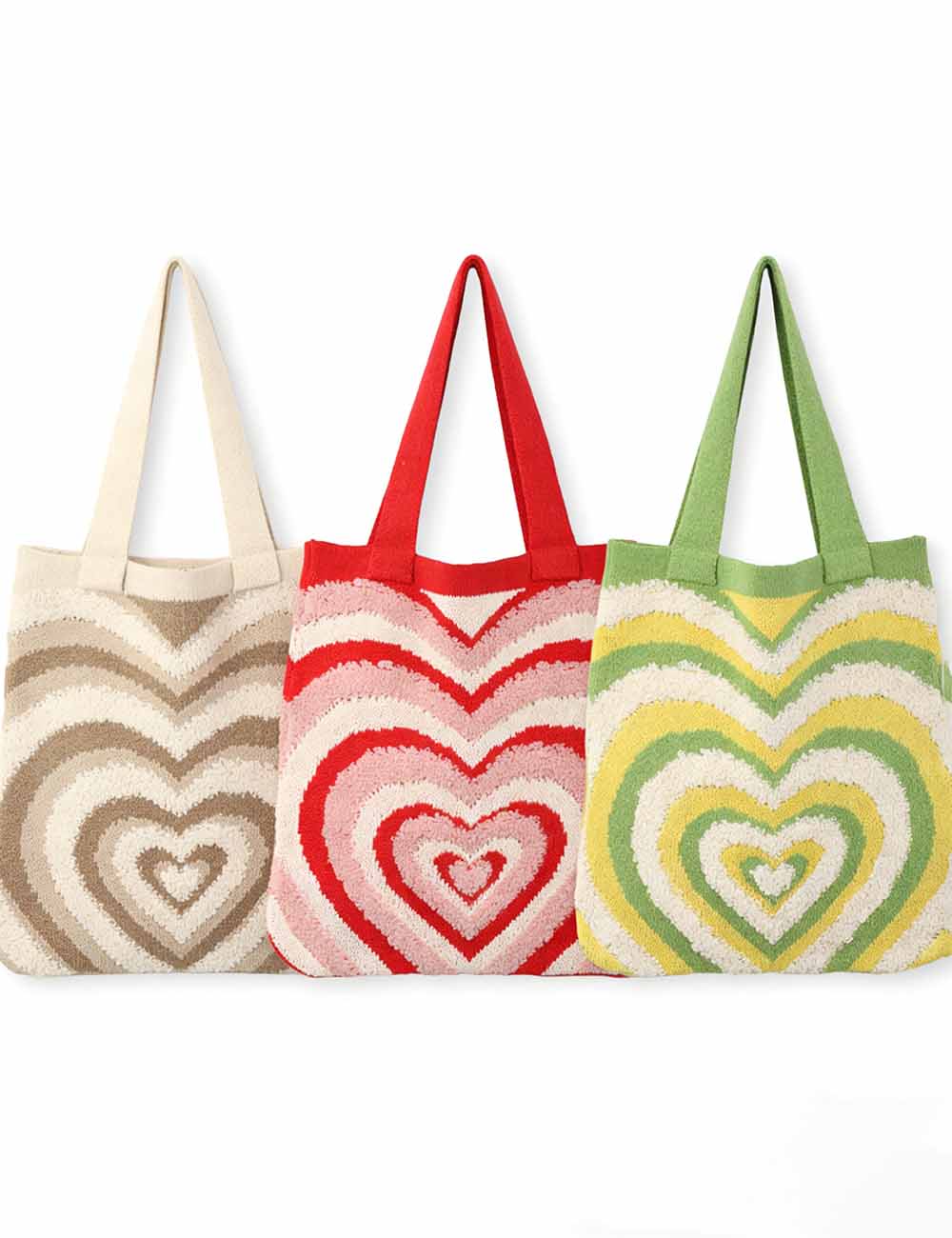 Ladies Valentine’s Heart Crochet Large Capacity Shoulder Tote Bag