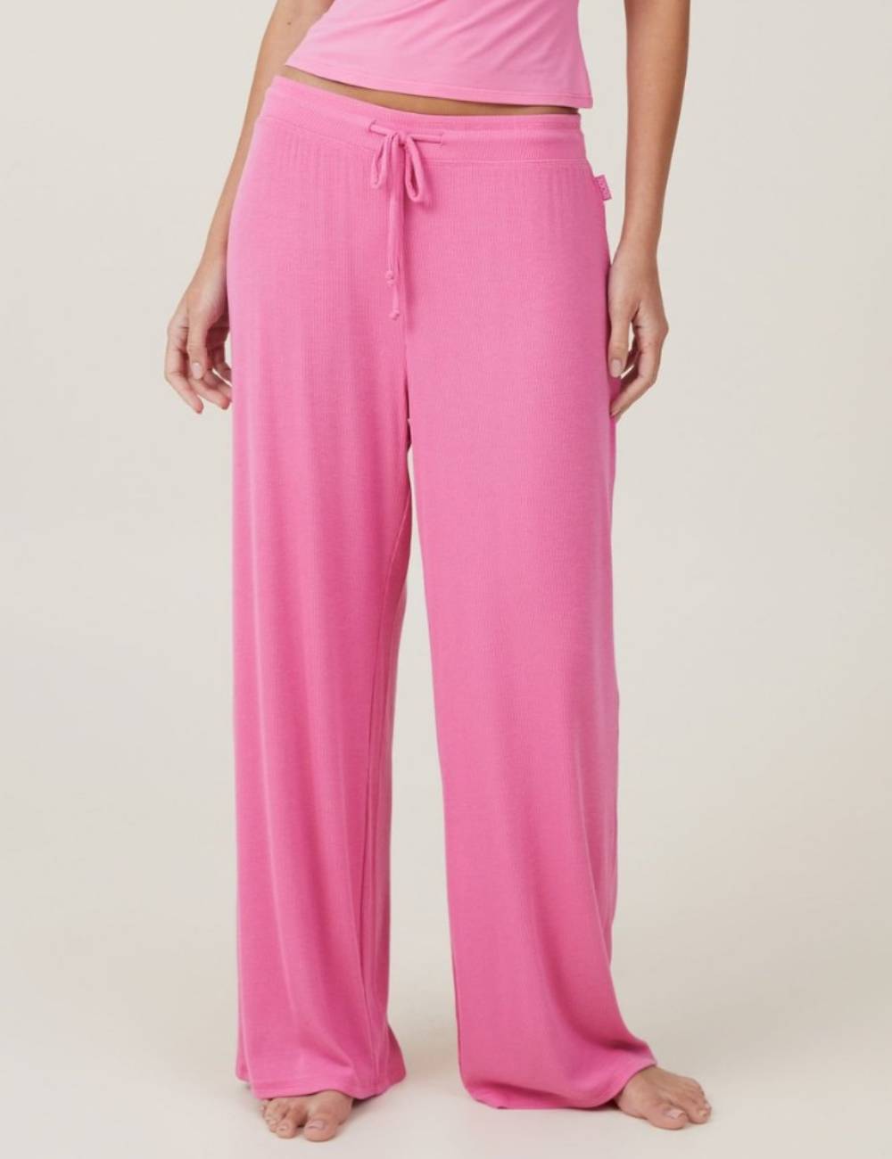 Ladies Solid Color Elastic Waist Pants SKP41123