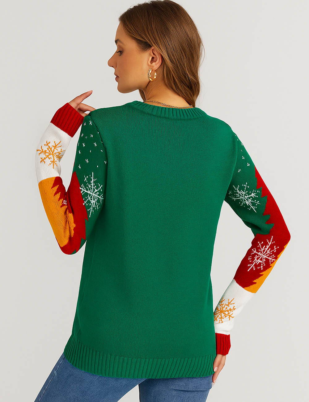 Ladies Christmas Santa Sleigh Holiday Snowman Knit Sweater