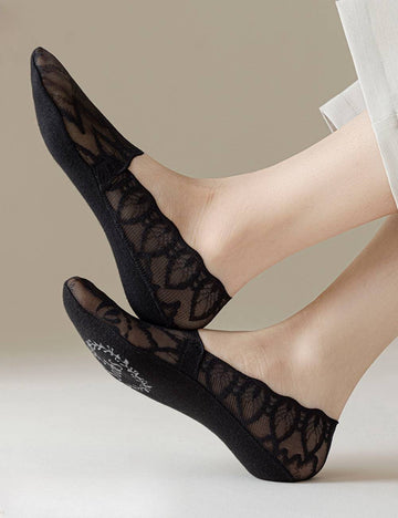 Ladies Floral Lace Knit Boat Socks SKAS50023