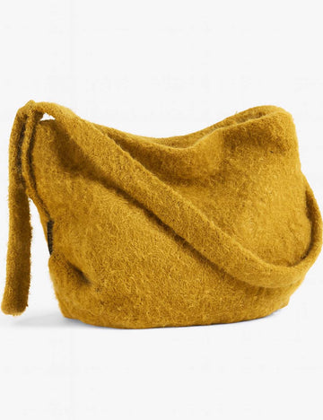 Ladies Bouclé Crossbody Bag Solid Color Capacity Shoulder Bag