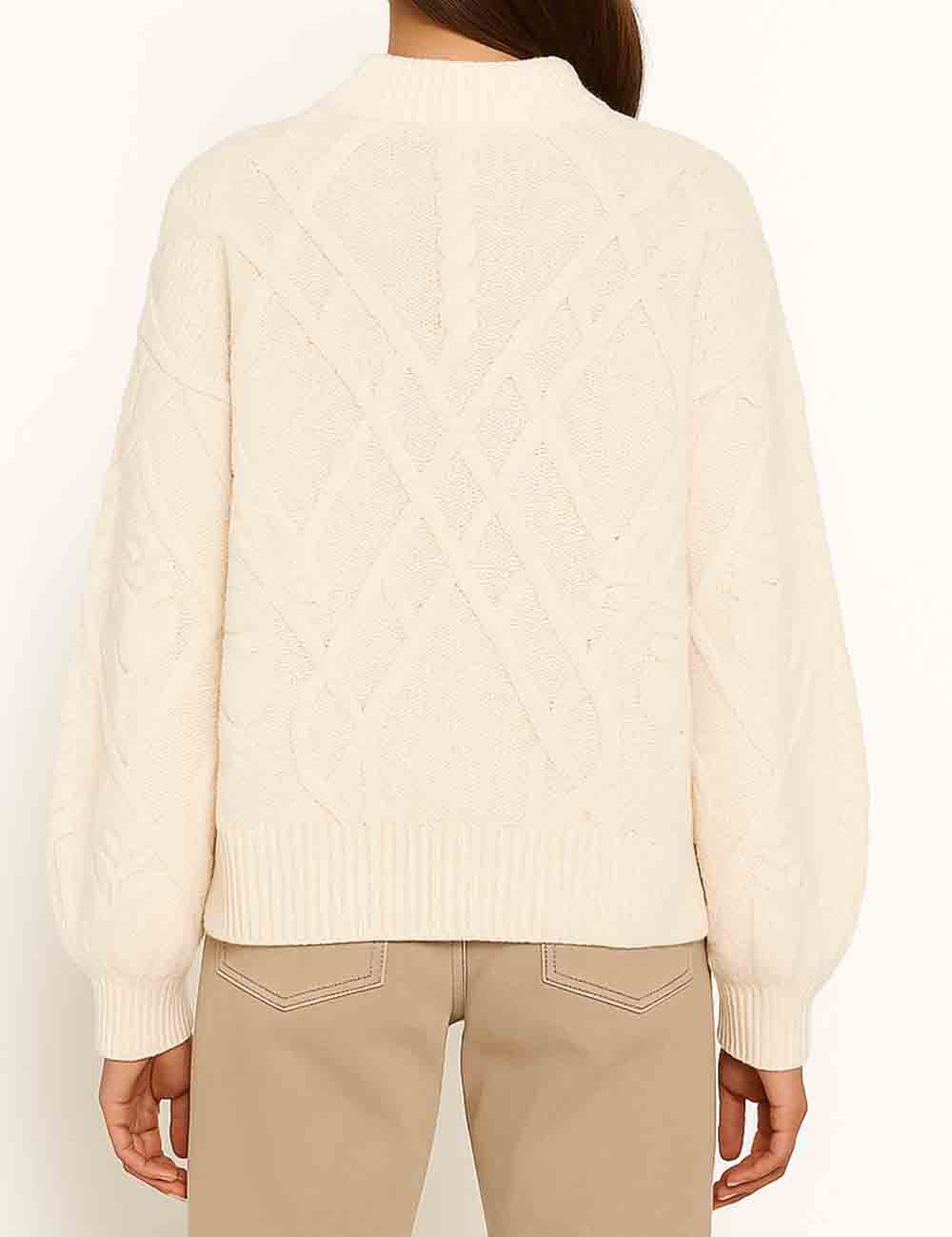 Ladies Solid Color Geometric Pattern Chunky Sweater Top