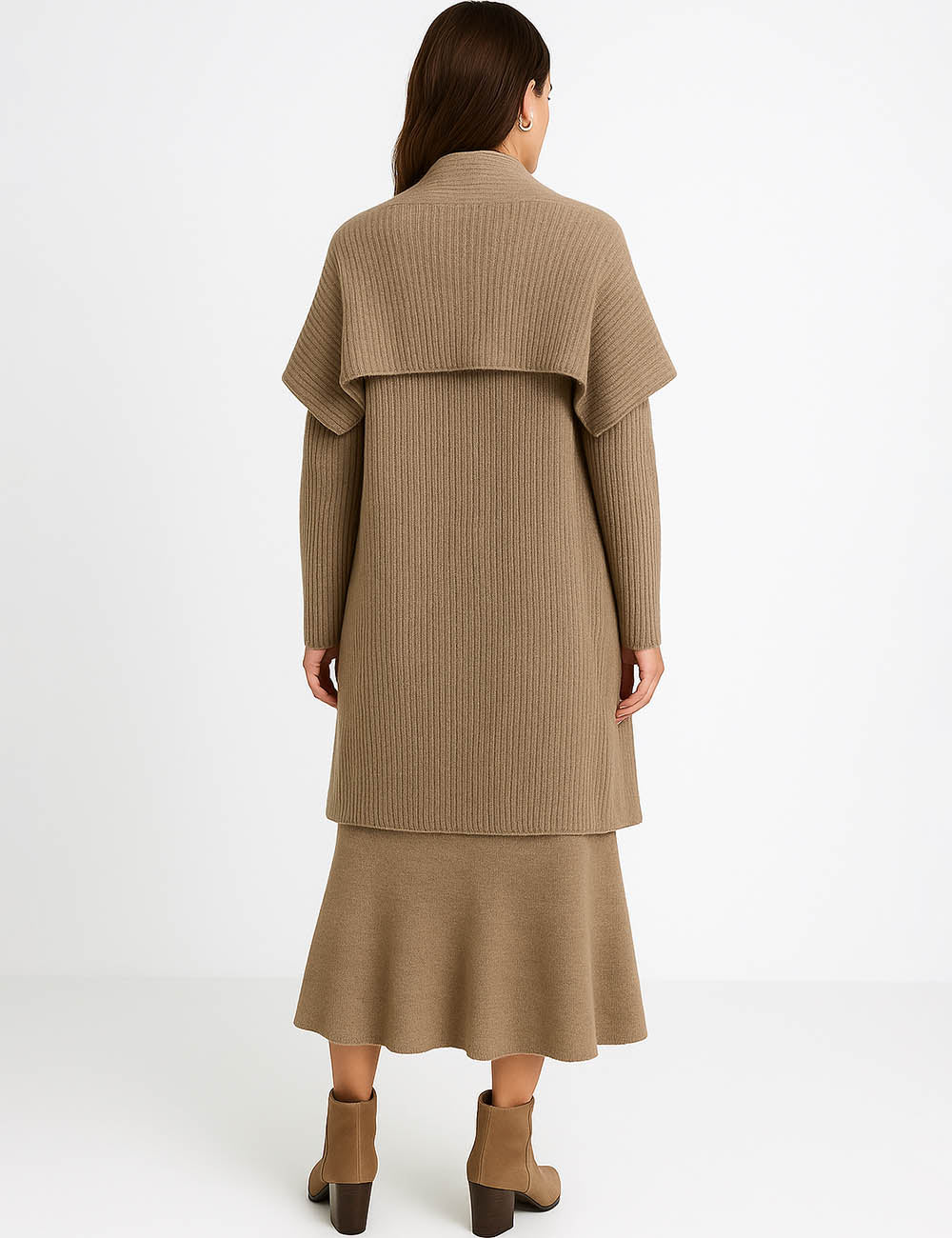 Ladies V-Neck Knit Cami Midi Dress & Crop Cardigan Set