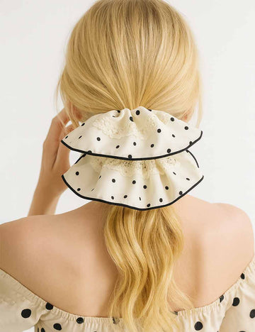 Ladies Sweet Double Layered Hollow Out Fabric Scrunchie