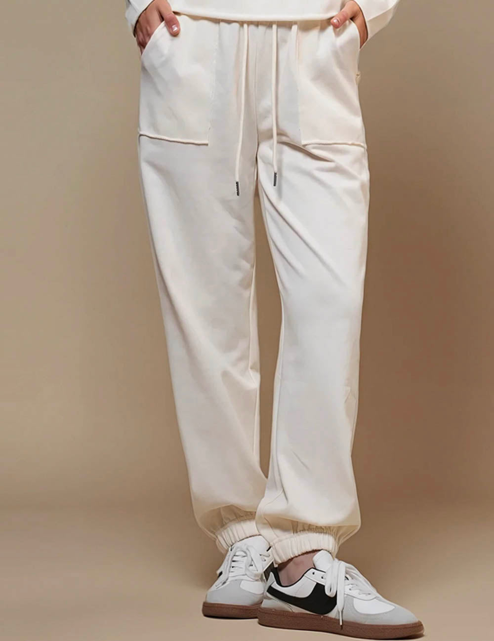 Women Elastic Waist Joggers Pockets Sweatpants SKST50781B