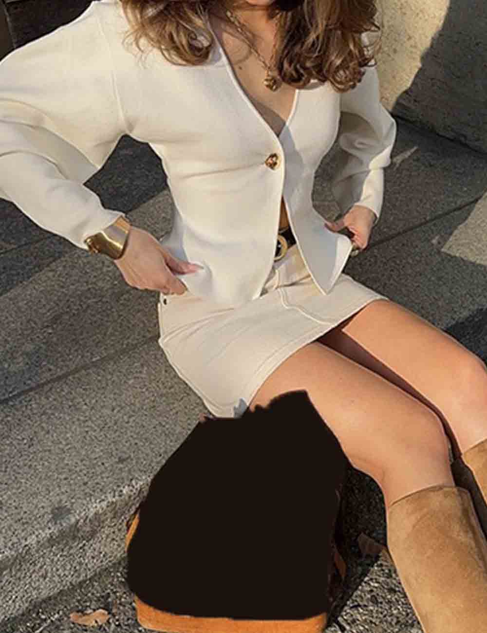 Ladies V-Neck Solid Color Long Sleeves Plain Cardigan