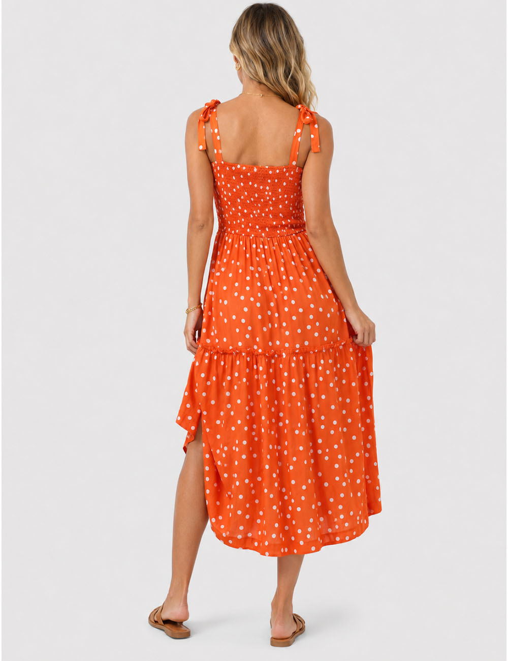 Ladies Summer Smocking Print Ruffle Maxi Dress P1333