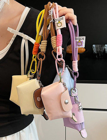 Ladies Color Block Flap Mini Wallet Bag with Key Chain