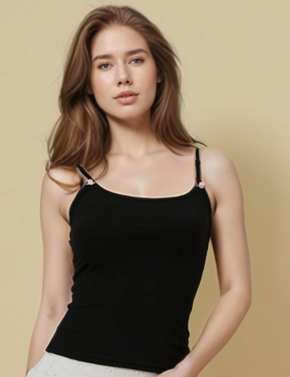 Ladies String Shoulder Basic Knit Cami Top SKT51175