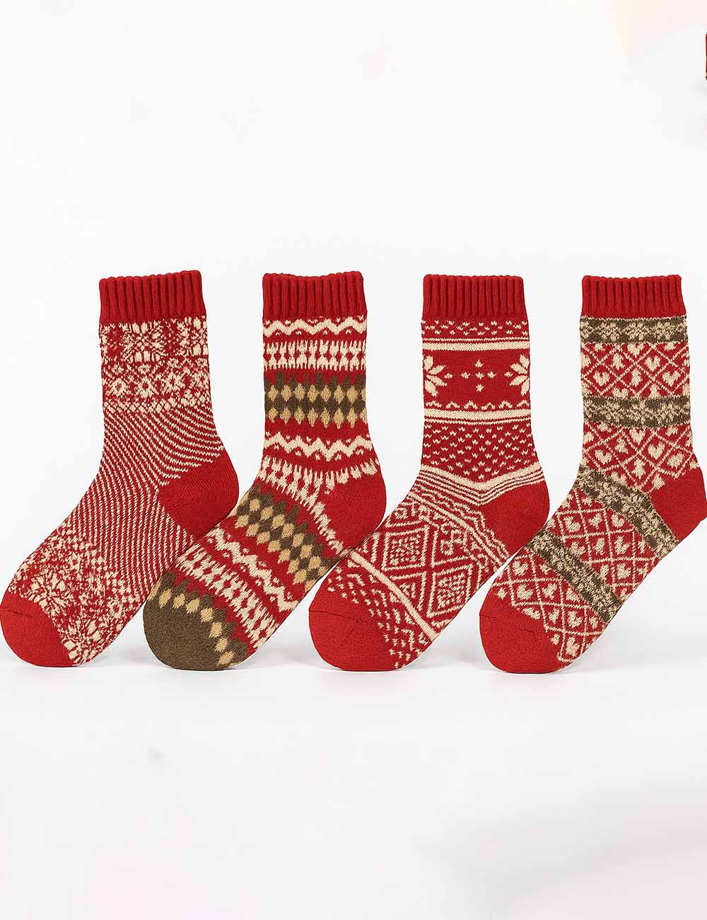Ladies Christmas Winter Warm Fair Isle Knit Midi Calf Socks