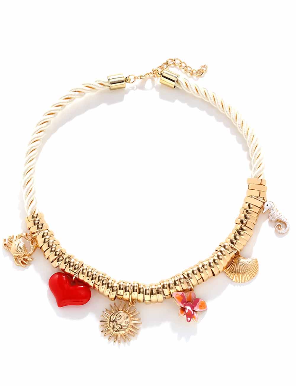 Ladies Sun Shell Seahorse Pendant Rope Chain Necklace