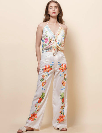 Ladies Halter Floral Print Cami & Pants Set SKST50328