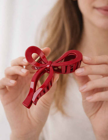 Ladies Bow Solid Color Acrylic Hair Claw Clip