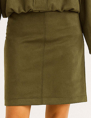 Ladies Solid Color Faux Suede Mini Skirt