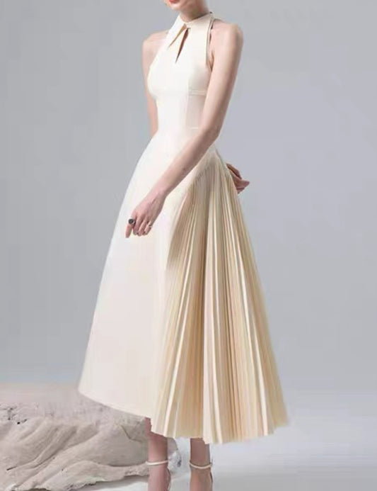 Z Ladies Elegant Ivory Sleeveless Midi Dress VDR791490