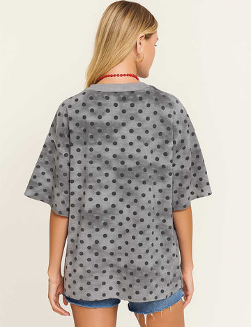Ladies Tie-Dye Polka Dot Short Sleeves T-Shirt