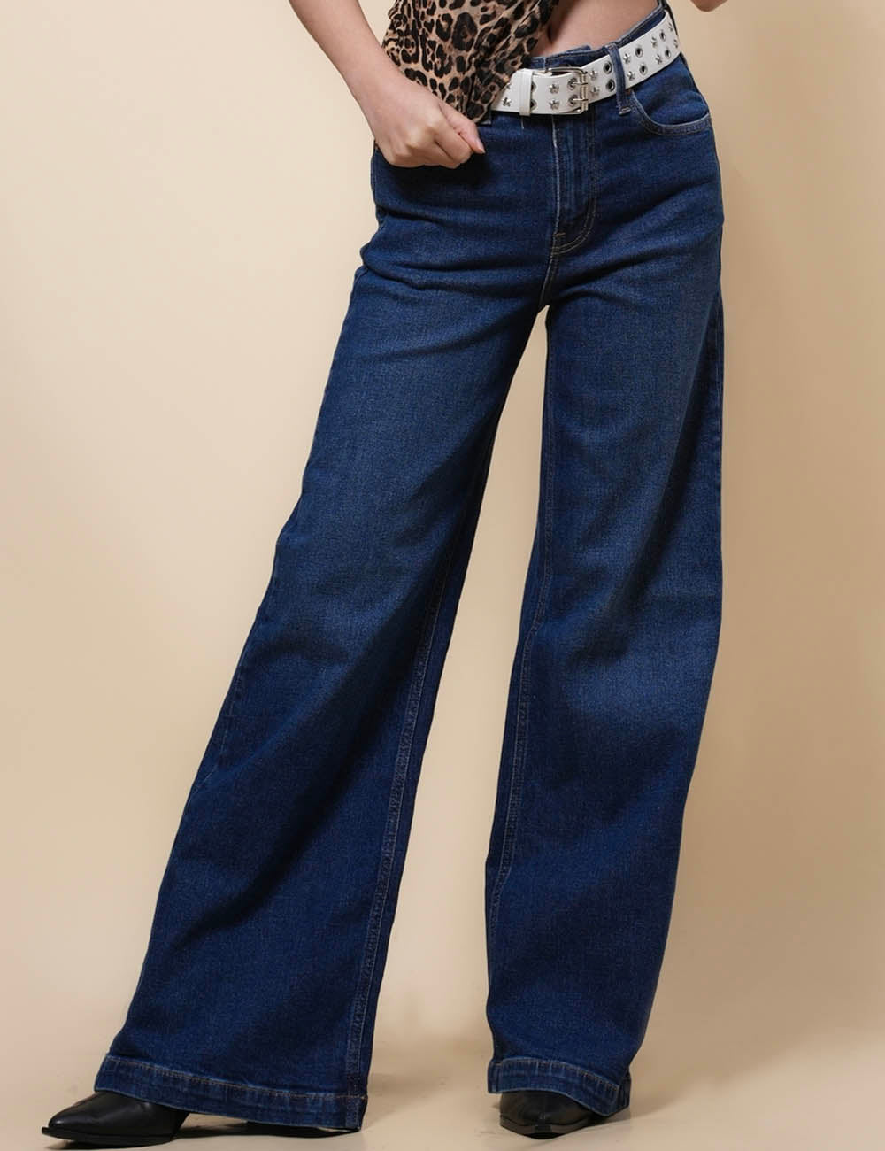 Ladies High Waist Wide Leg Denim Pants SKP41124