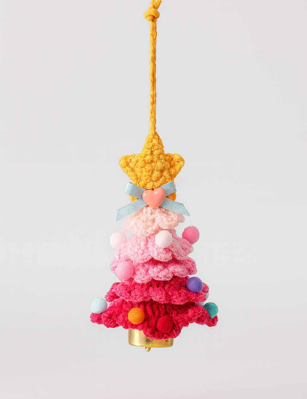 Crochet Christmas Tree Ornament with Bell Car Hanging