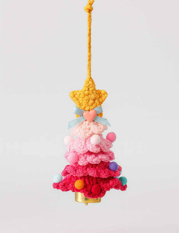 Crochet Christmas Tree Ornament with Bell Car Hanging