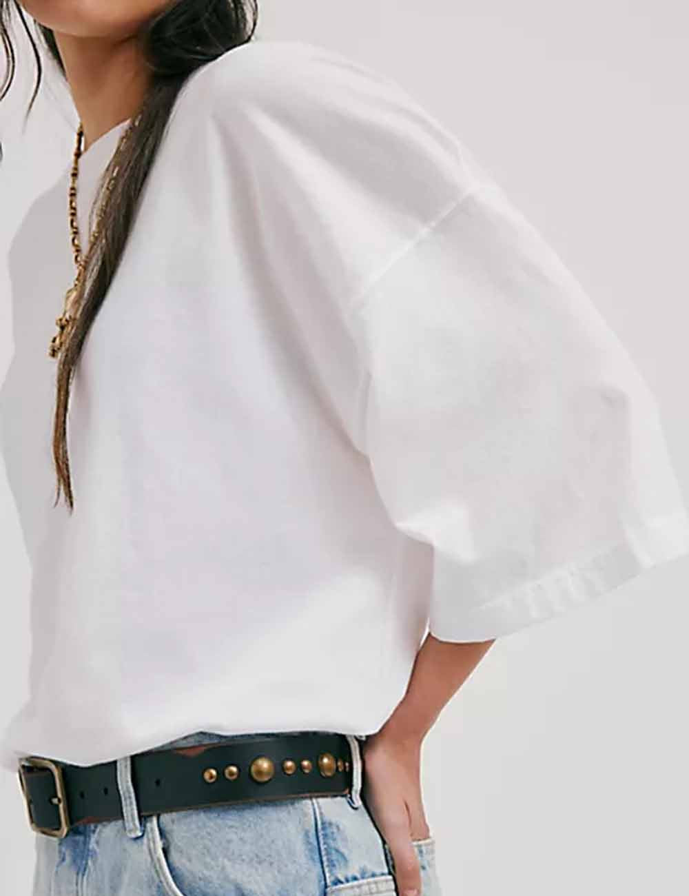 Ladies Solid Color Crew Neck Short Sleeves T-Shirt