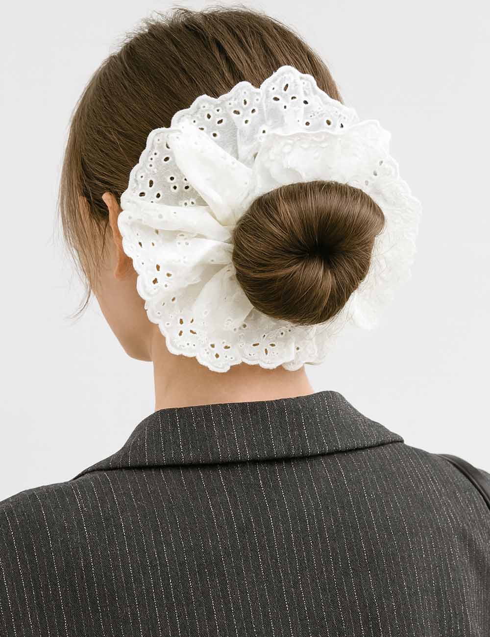 Ladies Sweet Double Layered Hollow Out Fabric Scrunchie