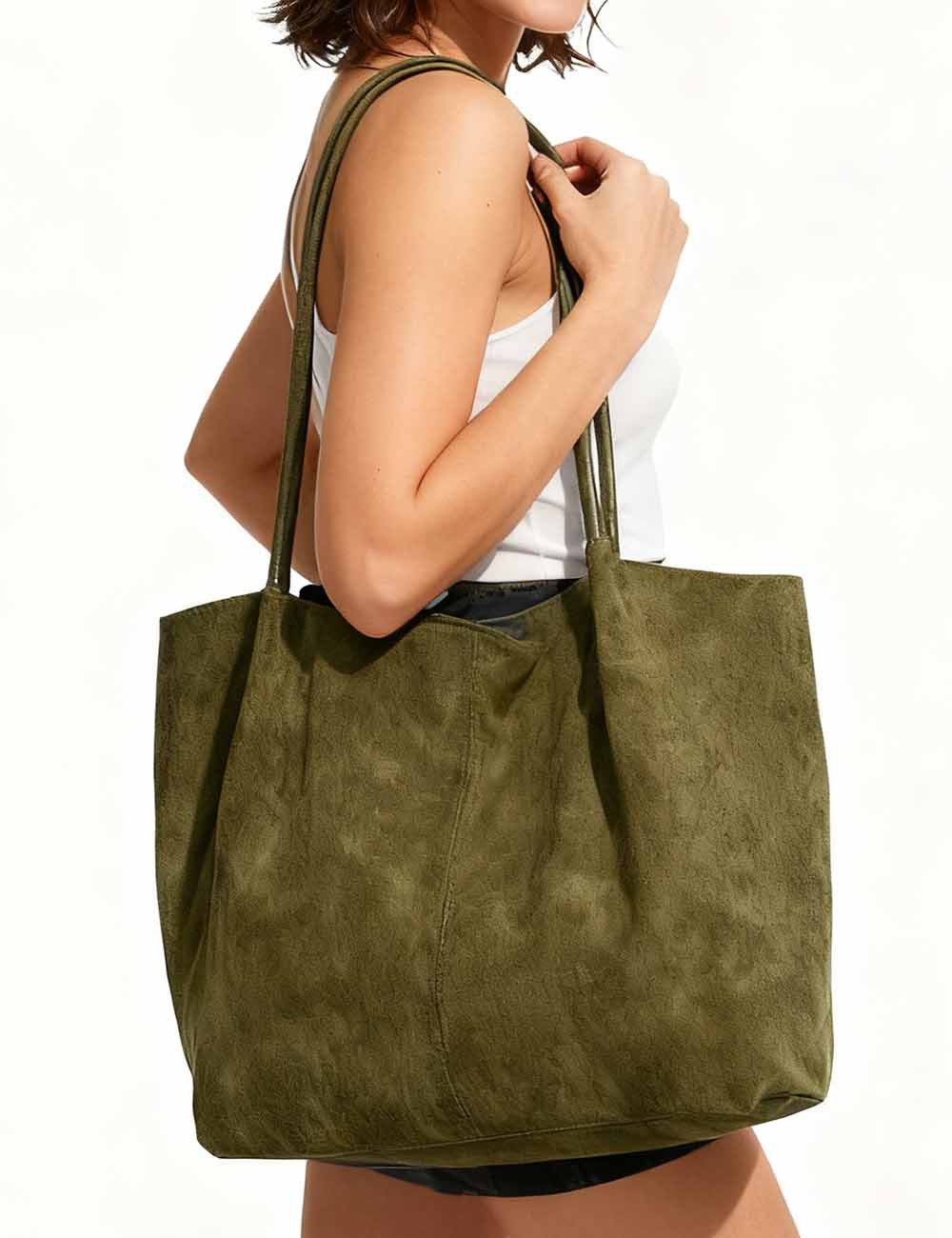 Ladies Simple Large Capacity Suede Tote Bag Set