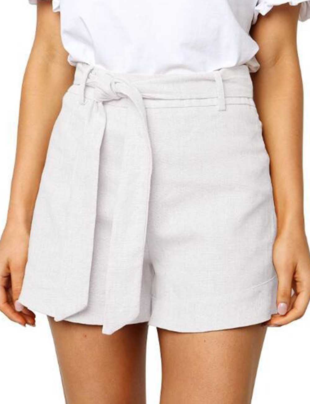 Ladies Solid Color String Tie Shorts