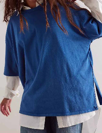 Ladies Solid Color Round Neck Short Sleeves T-Shirt