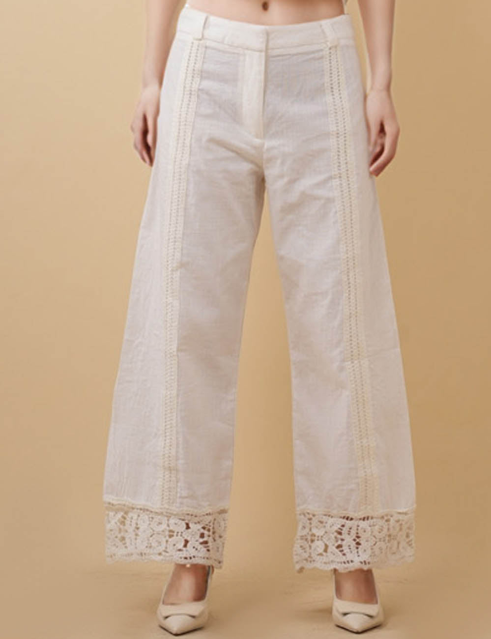 Ladies Lace Hollow Out Straight Leg Pants 8SKP50463