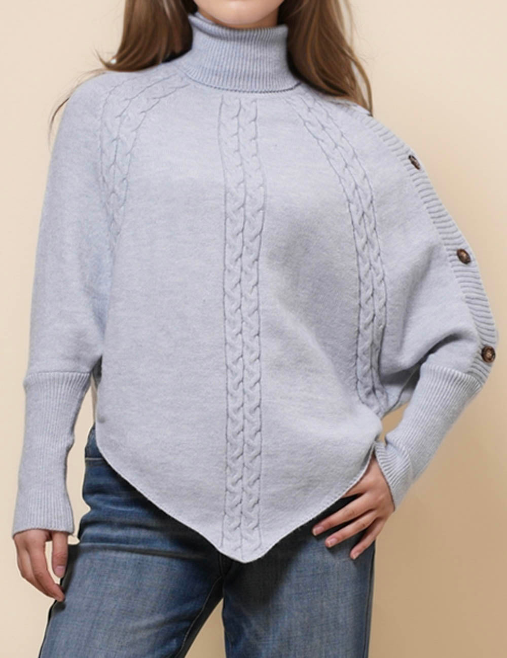 Ladies Solid Color Inregular Hem Sweater SKT41161