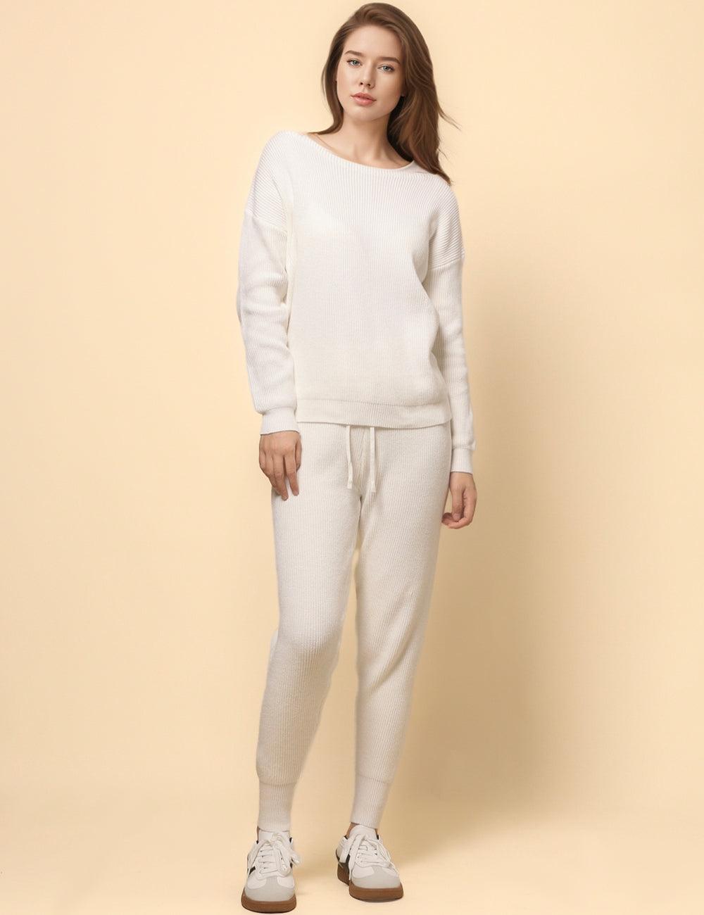 Ladies Long Sleeve Off Shoulder Top and Pants Set SKST4754