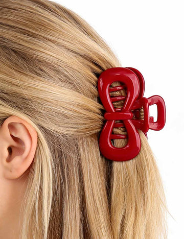 Ladies Valentine's Bow Acrylic Mini Hair Claw Clip