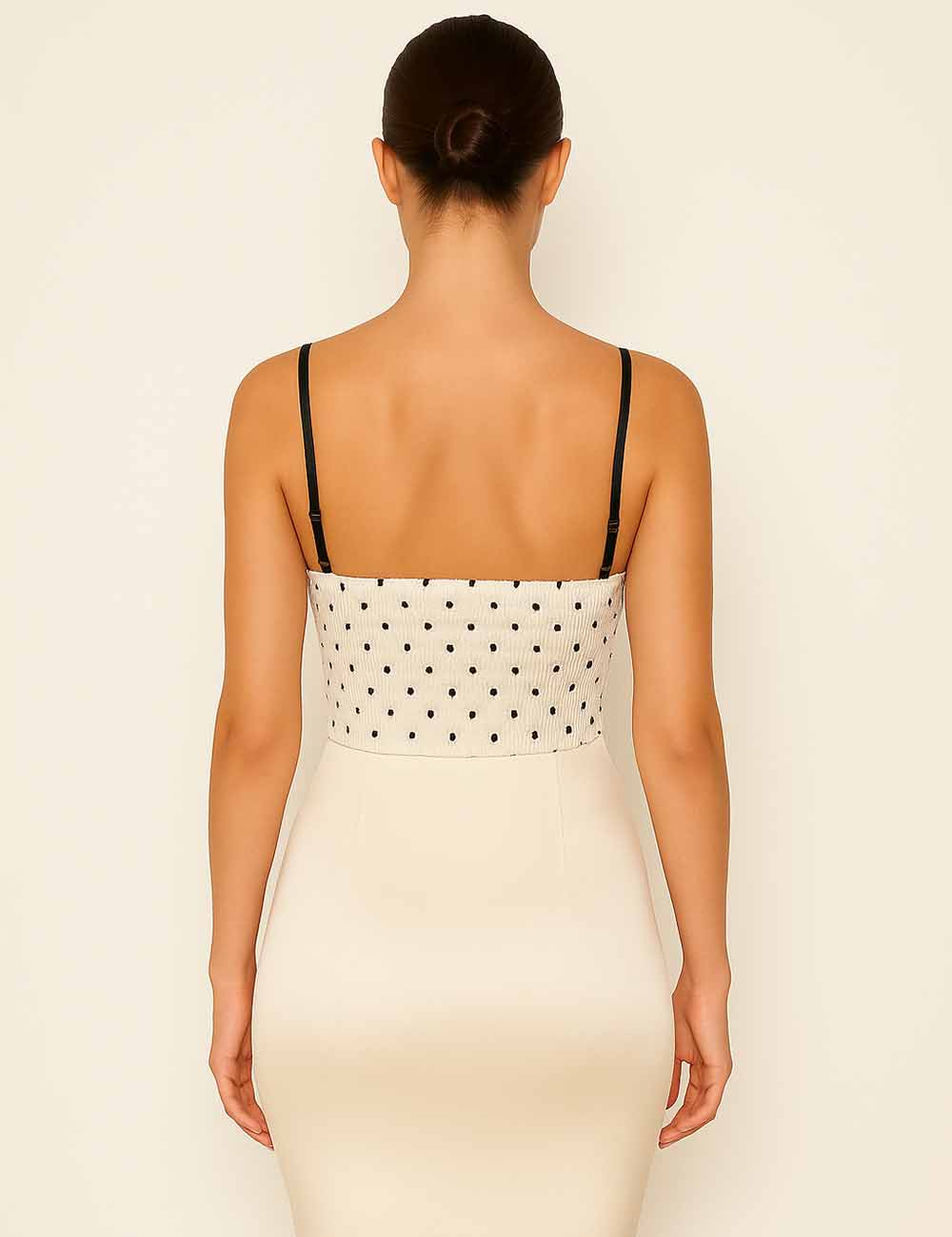Ladies Color Block Sweetheart Neckline Lace Dot Corset Top