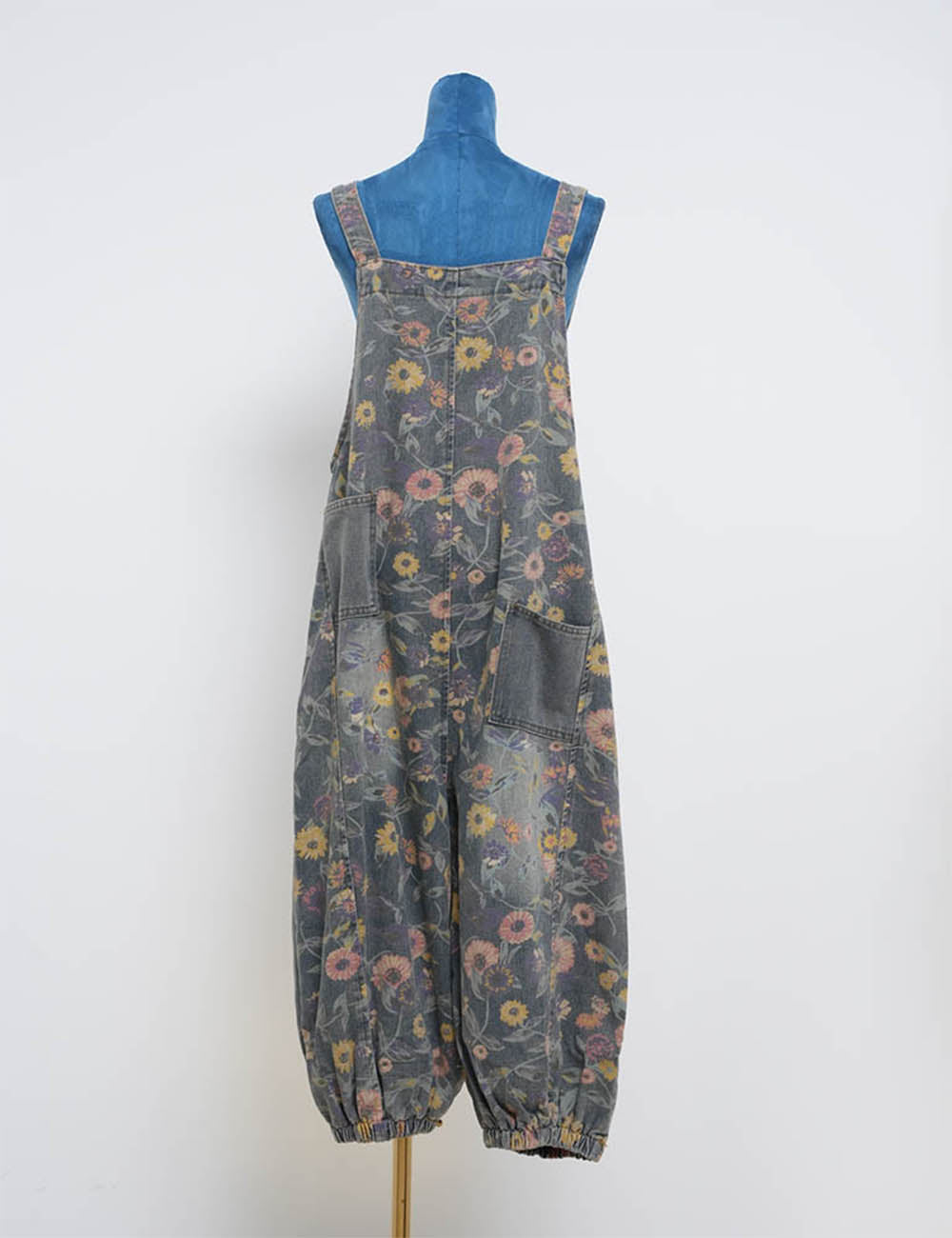 Ladies Boho Hippies Floral Sleeveless Baggy Harem Jumpsuit