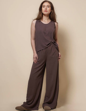 Ladies Hallow Out Back Top & Pants Set SKST41279