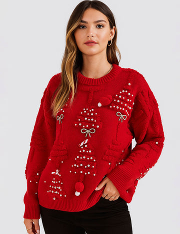 Ladies Merry Christmas Holiday 3D Knit Sweater SKT41079