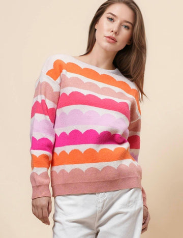Ladies Color Block Long Sleeves Pullover Sweater SKT5015