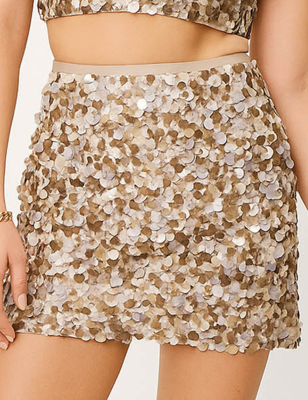 Ladies Party Sexy Shiny Sequin Zipper Side Mini Skirt